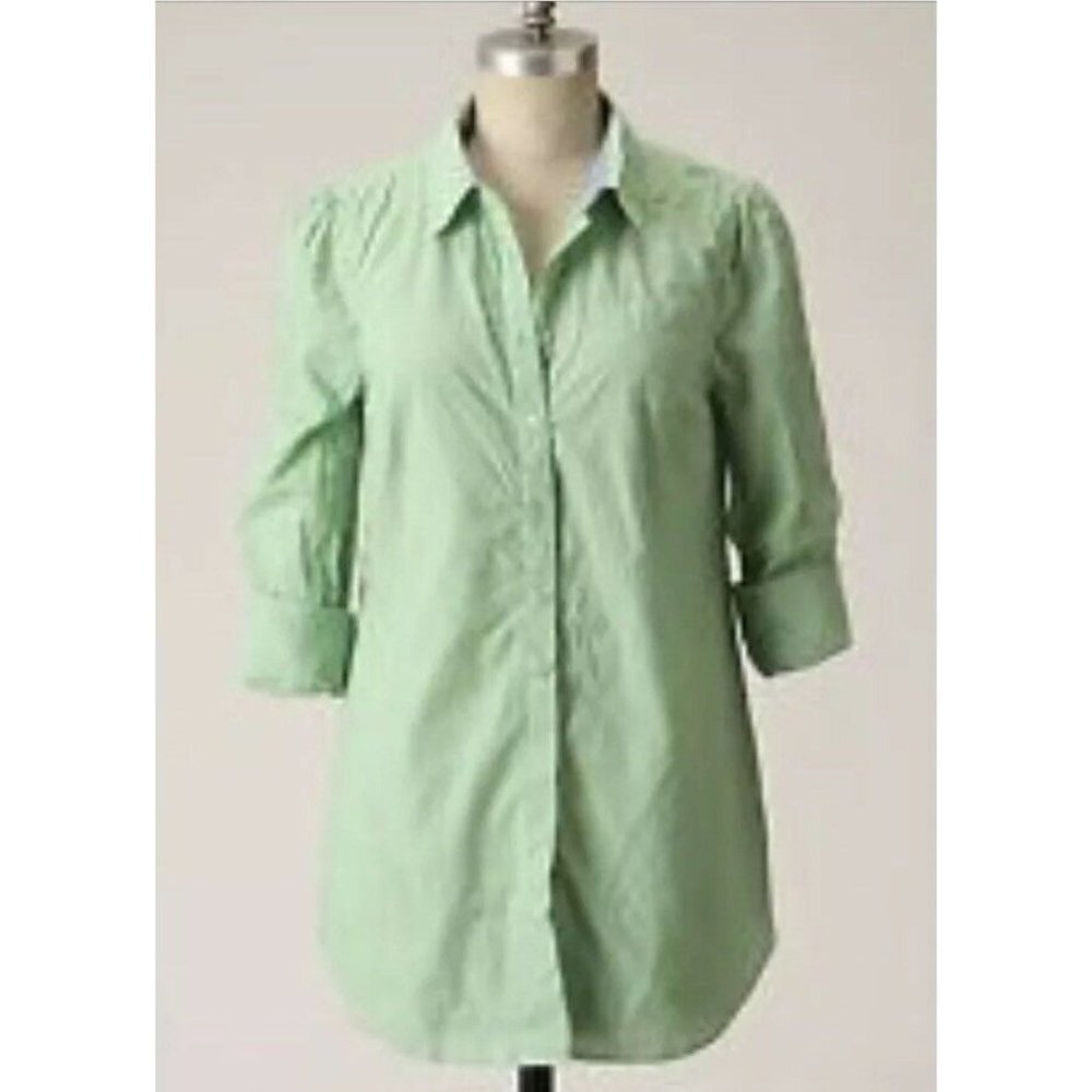 Odille Green White Cotton Long Sleeve Striped